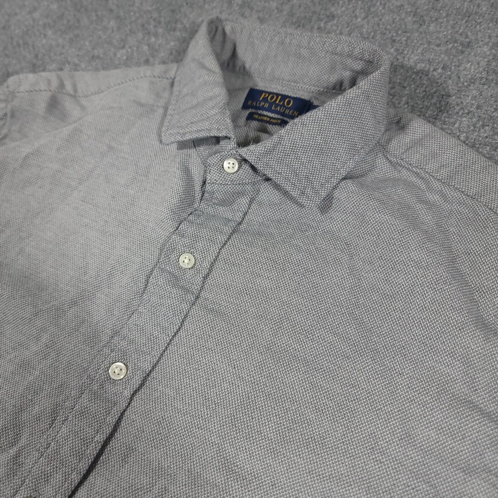 Polo Ralph Lauren Shirt Mens XL Gray Button Up Long Sleeve Heather Pique